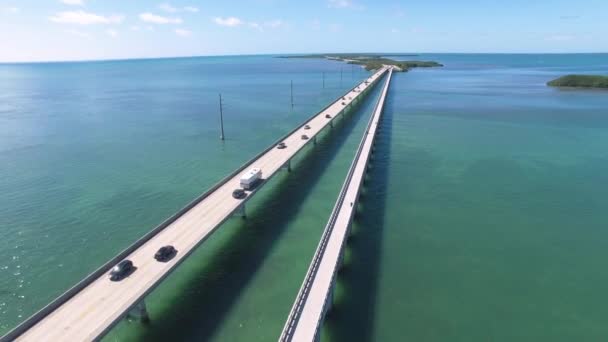 Seven mile bridge aerial view — Stock Video