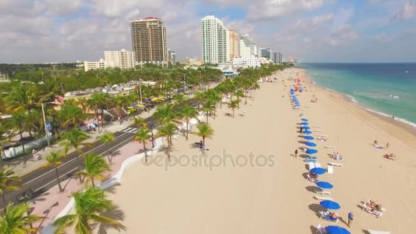 Fort Lauderdale Beach och A1a road antenn video — Stockvideo