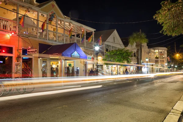 Calle Duval por la noche, Key West, FL — Foto de Stock