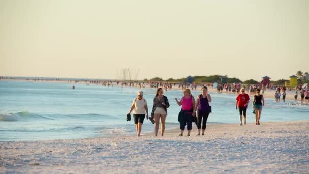 Siesta Key playa pública al atardecer — Vídeos de Stock