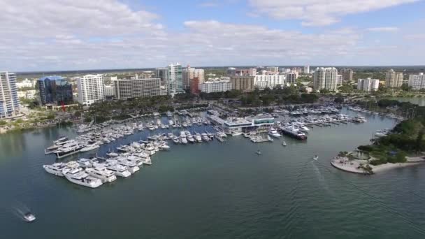 Luchtfoto van het centrum van Sarasota, Florida. — Stockvideo