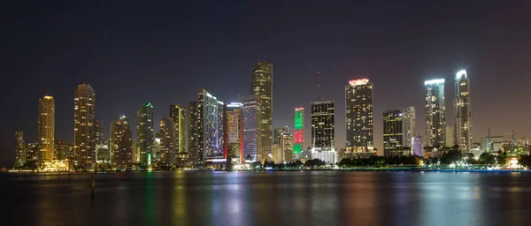 Miami night skyline panorama