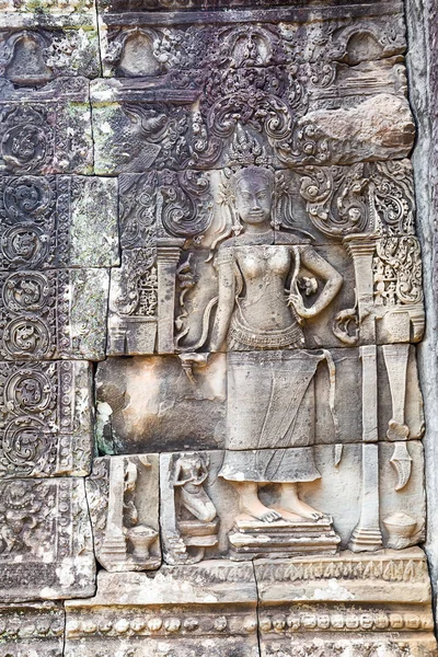 The Ancient Wall Painting on the Wall of Angkor Wat, Siem Reap, Cambodia — Stock Photo, Image