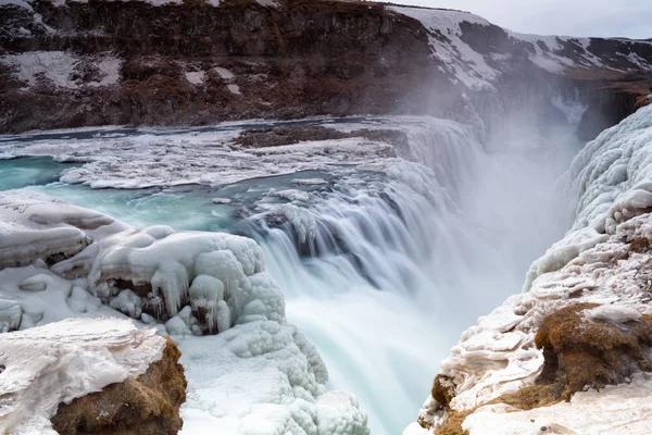 Cascade de glace Gullfoss en hiver — Photo