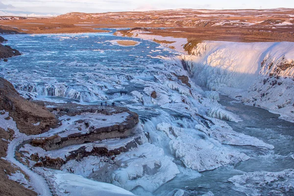 Ledový vodopád Gullfoss v zimě — Stock fotografie