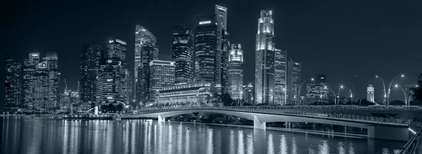 Singapur gece manzarası panorama — Stok fotoğraf