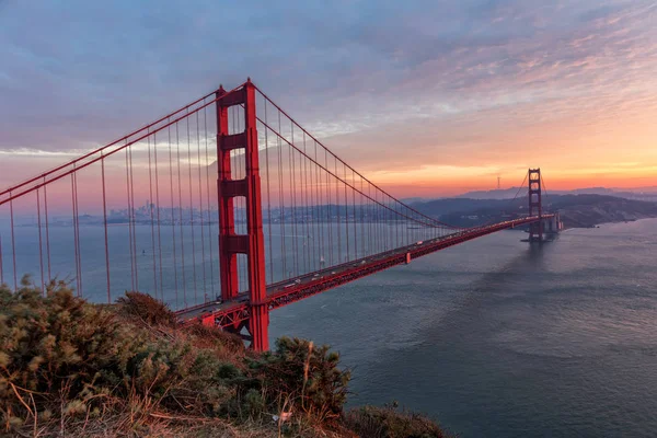 Golden Gate Bridge o zachodzie słońca,, San Francisco, Stany Zjednoczone Ameryki — Zdjęcie stockowe