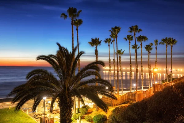 Oceanside Californië pier met palm bomen weergave — Stockfoto