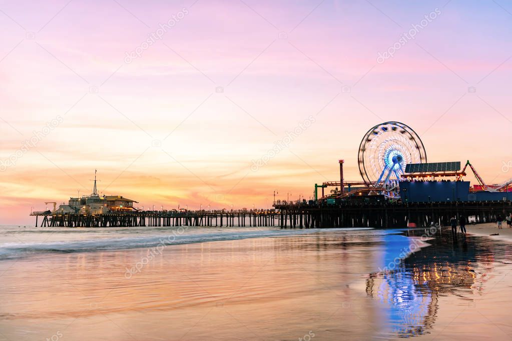 The Santa Monica Pier at sunset