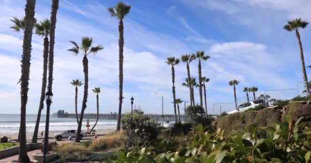 Каліфорнія Oceanside пристані на заході сонця — стокове відео