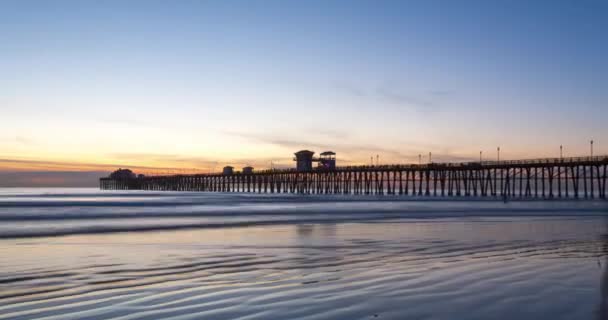 California Oceanside pier timelapse at sunset — Stock Video