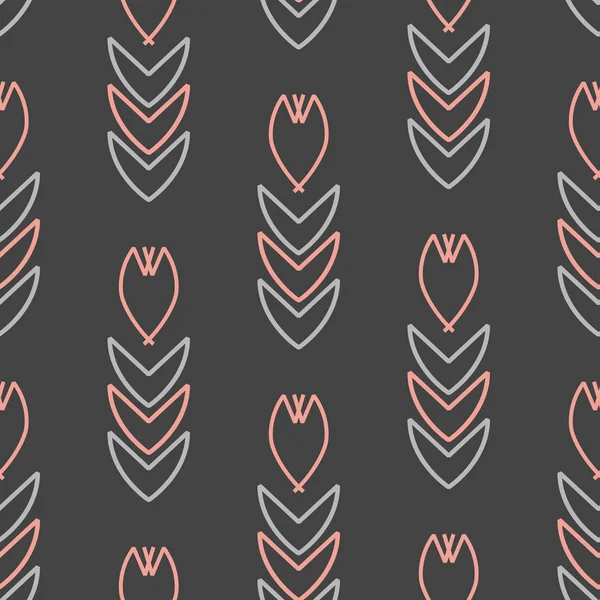 Vector Seamless Geometric Flower Pattern Grey Pink Simple Abstract Shape — 스톡 벡터