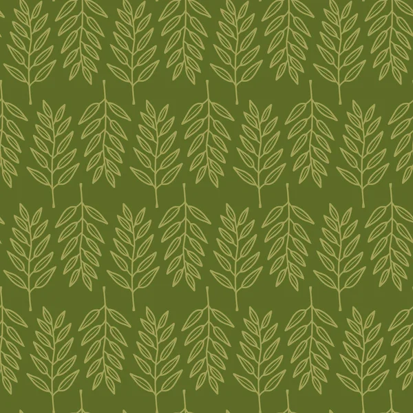 Patrón Sin Costura Naturaleza Geométrica Vectorial Verde Simple Ramita Garabato — Archivo Imágenes Vectoriales