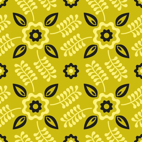 Patrón Popular Sin Costura Vectorial Amarillo Flor Simple Ramita Convertida — Archivo Imágenes Vectoriales