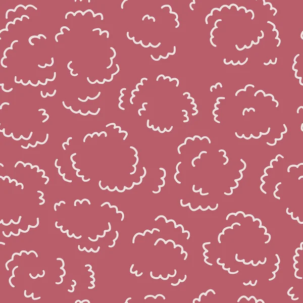 Vector Pastel Texture Seamless Pattern Pink Simple Doodle Cloude Hand — 图库矢量图片