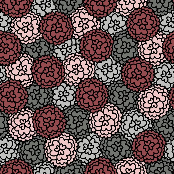 Motif Floral Vectoriel Dense Sans Couture Rose Simple Gribouille Fleur — Image vectorielle