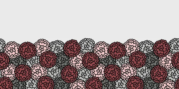 Borde Floral Sin Costura Vectorial Rosa Clavel Garabato Simple Dibujado — Archivo Imágenes Vectoriales