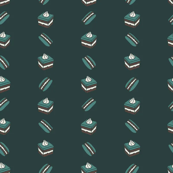 Векторный Безморщинистый Вертикальный Рисунок Торта Зеленого Цвета Простые Каракули Печенье — стоковый вектор