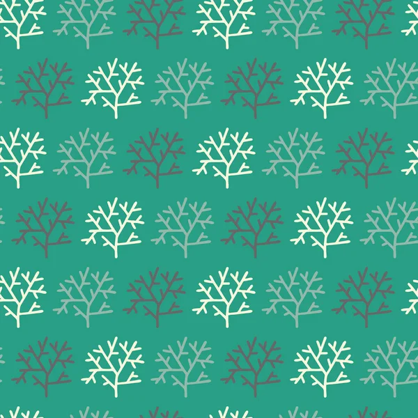 Vektornatur Geometrisches Nahtloses Muster Grün Einfache Doodle Busch Und Baum — Stockvektor