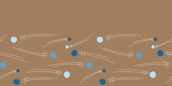Vector winter seamless border in blue and brown. Simple doodle snowball fight hand drawn made into repeat. Great for invitations, decor, packaging, ribbon, greeting cards, stationary. — Stock Illustration Vector Winter Seamless Border Blue Brown Simple Doodle Snowball Fight Stock Illustration