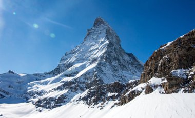 Zermatt Matterhorn dağ manzaralı kar manzaralı İsviçre Alpleri