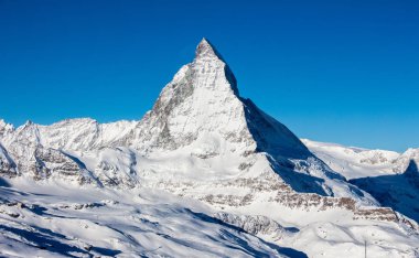 Zermatt Matterhorn dağ manzaralı kar manzaralı İsviçre Alpleri