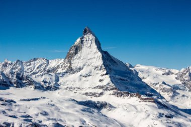 Zermatt Matterhorn dağ manzaralı kar manzaralı İsviçre Alpleri