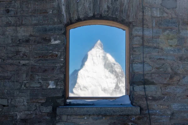 Zermatt Cervino specchio vista montagna inverno neve paesaggio Alpi svizzere — Foto Stock