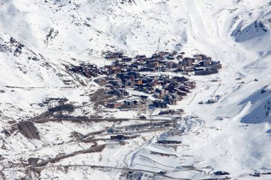Val Thorens Aiguille peclet manzaralı gün batımı karlı dağ manzaralı Fransa alpleri 