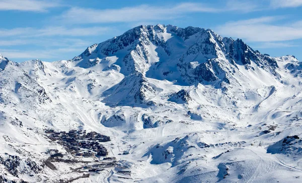 Val thorens aiguille peclet vista pôr-do-sol nevado montanha paisagem França alpes — Fotografia de Stock