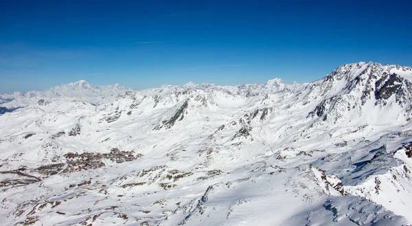 Val thorens Mont Blanc peclet vista neve paisagem montanhosa França alpes — Fotografia de Stock