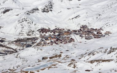 Val Thorens Aiguille peclet manzaralı gün batımı karlı dağ manzaralı Fransa alpleri 