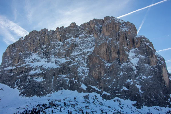 Italien Dolomiter Langkofel skidområde wolkenstein Vinterberg Landskap Italienska alperna — Stockfoto