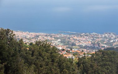 Madeira funchal dağ manzarası muhteşem mavi deniz manzarası açık hava seyahat konsepti