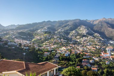 Madeira spectacular landscape typical villages in the hills blue sky traveling concept