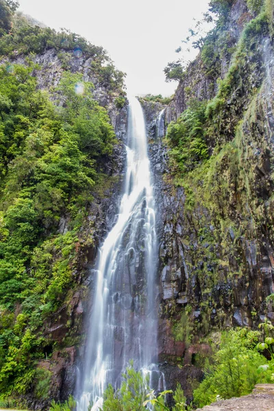 Middle Tropical Forest Madeira Famous Spectacular Natural Event Risco Waterfall — Stock Photo, Image