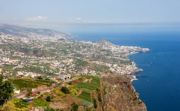 Vista Cabo Girao Direcção Funchal Com Costa Ilha Madeira Miradouro — Fotografia de Stock