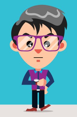Impatient Guy Cartoon Character With Glasses Looking At Watch Stock Illustration Vector