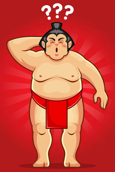 Funny Sumo Confused Expression Stock Illustration Vector — Stock Vector