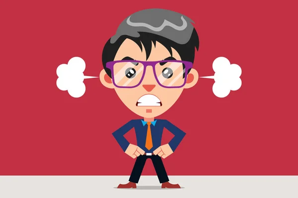 Irritado Anger Employee Personagem Dos Desenhos Animados — Vetor de Stock