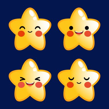 Çizgi Film Yıldızları 'nın Çizgi Romantik Avatar Yüzü Pozitif Duygular Belirleme Vektörü' nün Çizim vektör grafiği. Maskot, çocuk kitabı illüstrasyonları, duvar kâğıdı, çocuk broşürü, bulmaca, oyun illüstrasyonu, oyun varlıkları, animasyon, duygu, vs. için mükemmel.