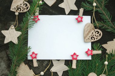 Kartlar için ağaç kütüğü Noel süslemeleri