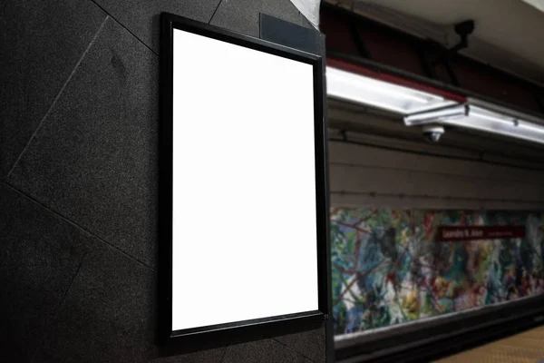 Mockups White Billboard Subway — Stock Photo, Image