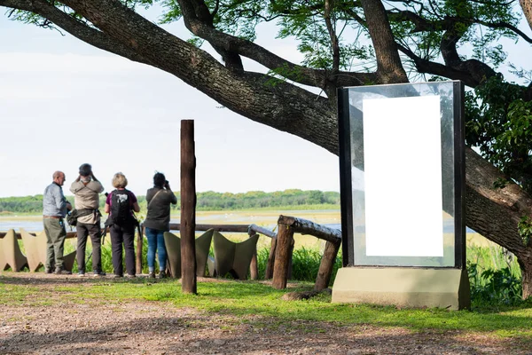 Mockups Bílého Billboardu Ekologické Rezervaci Příroda — Stock fotografie