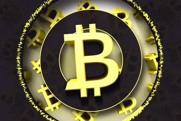 Új kereskedelmi koncepciója crypto valuta - bitcoin. Digitális pénzügyi koncepció. 3d illusztráció. — Stock Fotó