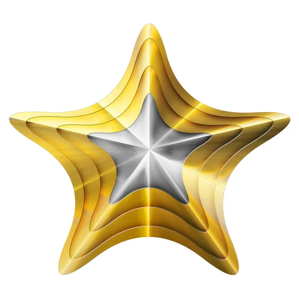 Golden Christmas Star isolated on white Background. Close-Up. 3D illustration. — Stock Photo, Image