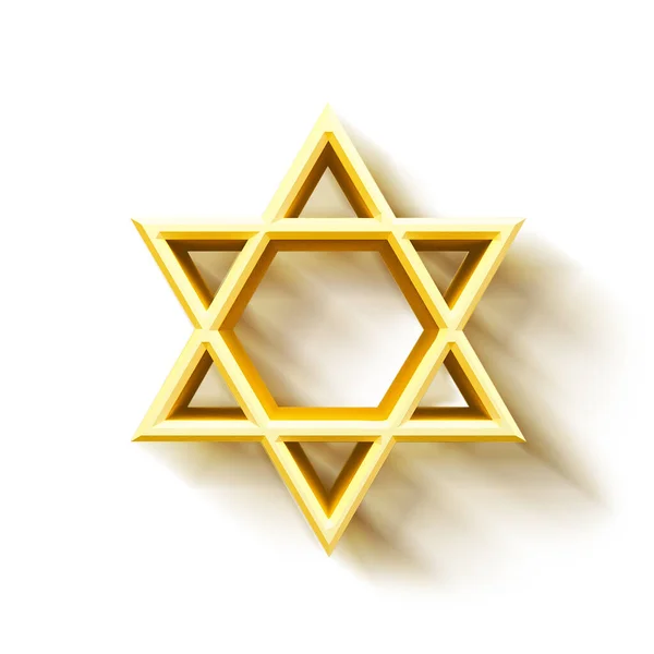 이스라엘의 스타. 솔로몬의 아이콘을 봉인합니다. 다비드의 유대인 스타 6 명중 한 명. 하얀 배경에 황금색 육각형 이 고립되어 있었습니다. 3D 삽화 — 스톡 사진