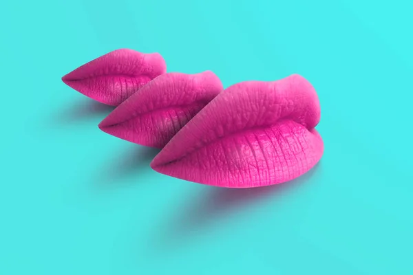 Χείλη. Fashion Concept κραγιόν. Πολύχρωμα χείλη. Μοντέρνα minimal τέχνη. — Φωτογραφία Αρχείου
