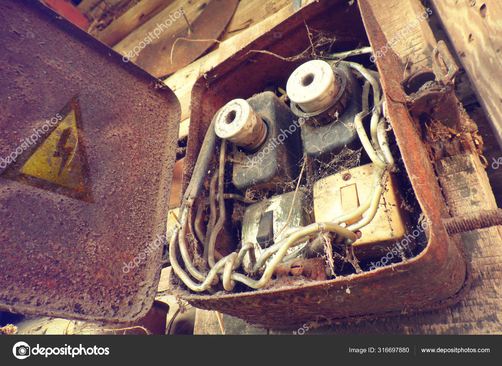 Overloaded electrical circuit causing electrical short and fire. Old