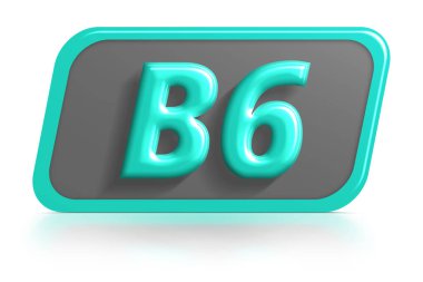 Soyut bir arka planda B6 vitamini. Doğal tıp ikonu izole etti. Sağlıklı bir diyetin temelleri. 3d illüstrasyon.